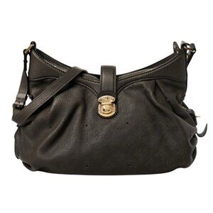 Louis Vuitton Purse Noir‎ Black Leather Monogram Mahina Shoulder Bag Luxury Hobo